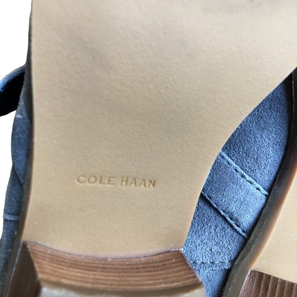 Cole Haan Jensynn Grey Suede Wrapped Buckle Booties Chunky Heel 7 - Picture 5 of 11